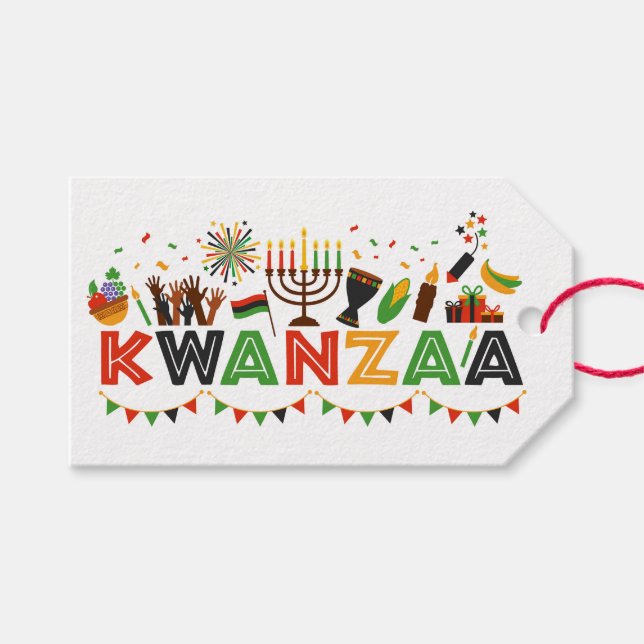 Kwanzaa Gift Tags Geschenkanhänger (Vorderseite (Horizontal))