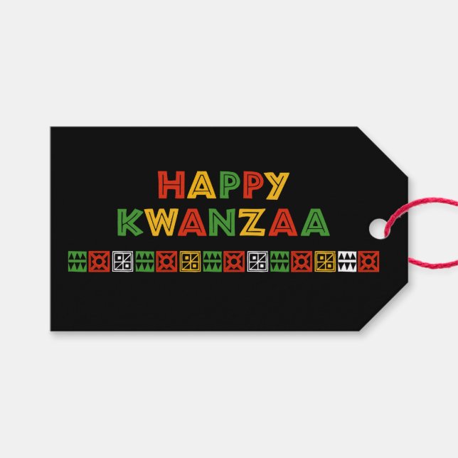 Kwanzaa Gift Tags Geschenkanhänger (Vorderseite (Horizontal))