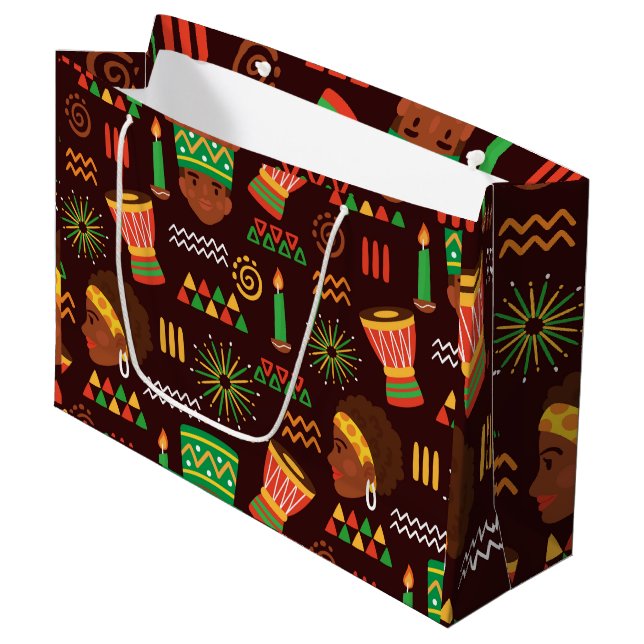 Kwanzaa Große Geschenktasche Geschenktüte (Vorderseite Schrägansicht)