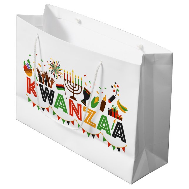 Kwanzaa Große Geschenktasche Geschenktüte (Vorderseite Schrägansicht)