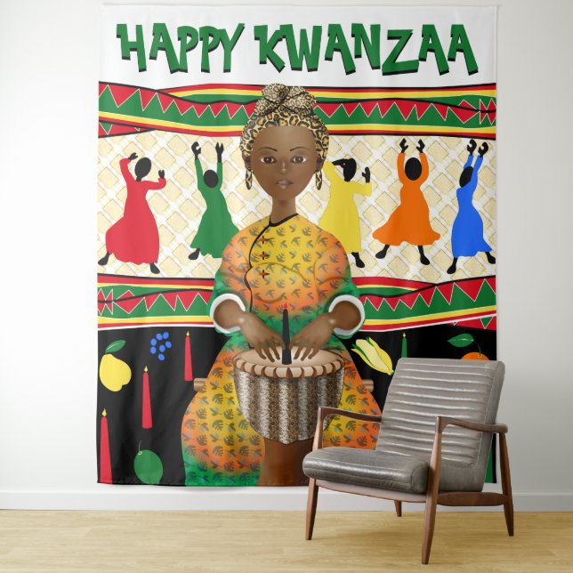 Kwanzaa - Hintergrund des afroamerikanischen Feier Wandteppich (Beispiel)