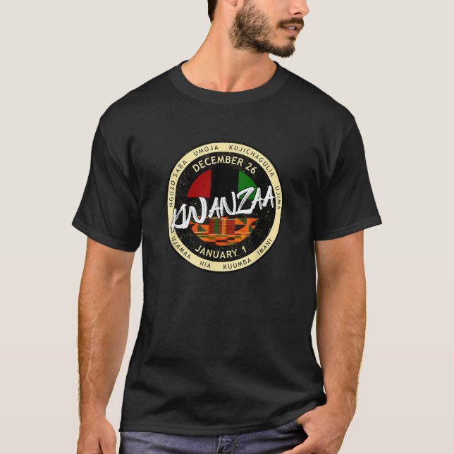 Kwanzaa Holiday Style Kwanzaa  Unisex Adults Black T-Shirt (Vorderseite)