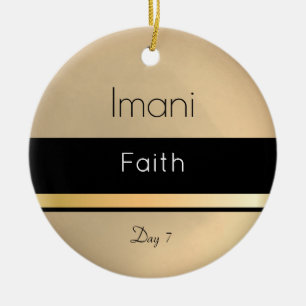 Kwanzaa Imani Gold Schwarz-weißer Tag 7 Keramik Ornament