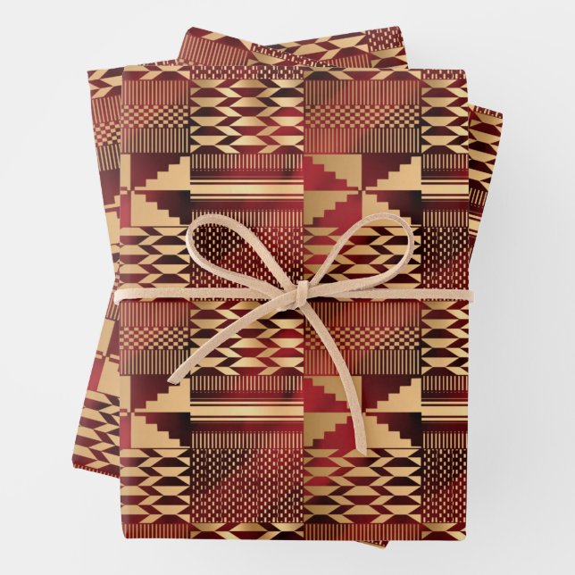 Kwanzaa Kente Print (rot/Gold) Geschenkpapier Set (Beispiel)