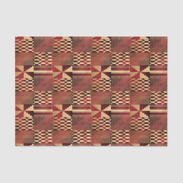 Kwanzaa Kente Print (rot/Gold) Seidenpapier (Vorderseite)