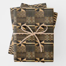Kwanzaa Kente Print (Schwarz/Gold)