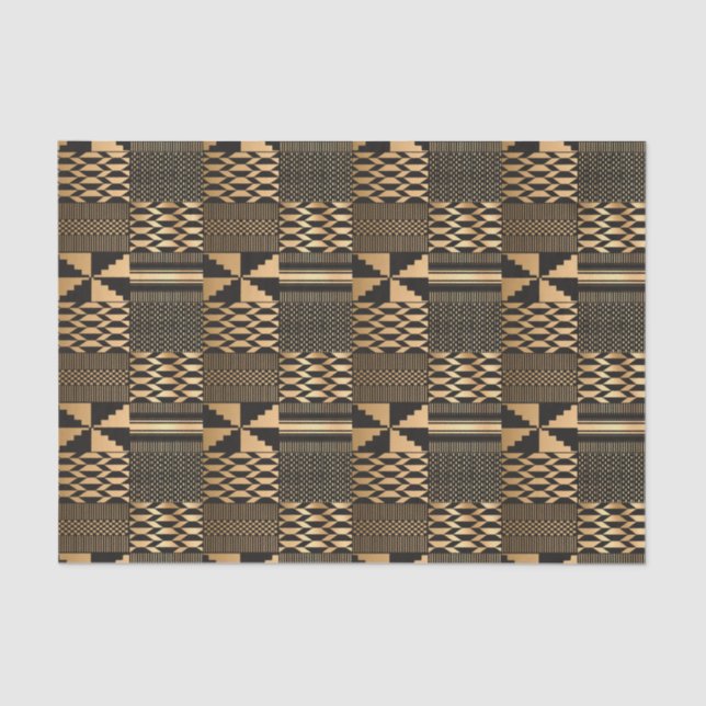 Kwanzaa Kente Print (Schwarz/Gold) Seidenpapier (Vorderseite)