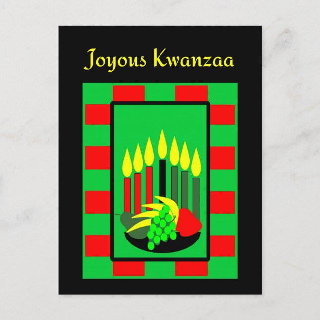Kwanzaa Kerzen und bunte Fruchtschale Postkarte (Vorderseite)
