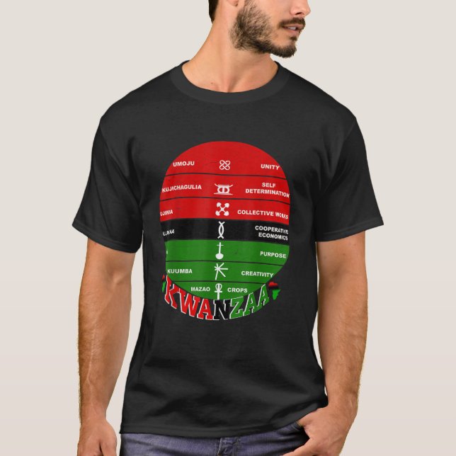 Kwanzaa Kinara African Symbols Principles Vintag T-Shirt (Vorderseite)