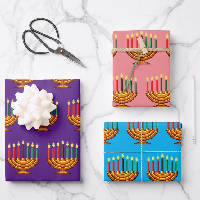 Kwanzaa Kinara Geschenkpapier Set (Vorderseite)