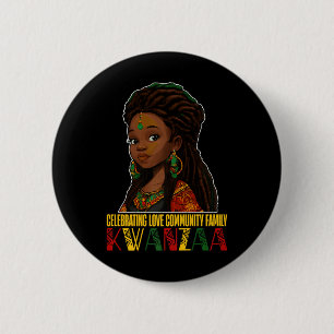 Kwanzaa Kinara Principles Candles Afri feiern Button