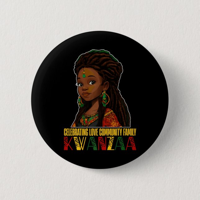 Kwanzaa Kinara Principles Candles Afri feiern Button (Vorderseite)