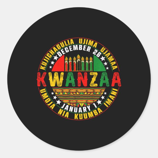 Kwanzaa Kinara Principles Candles Pan Runder Aufkleber (Vorderseite)