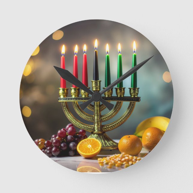 KWANZAA - KINARA -  RUNDE WANDUHR (Vorderseite)