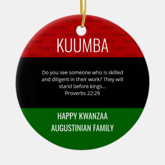 Kwanzaa KUUMBA Keramik Ornament (Vorne)