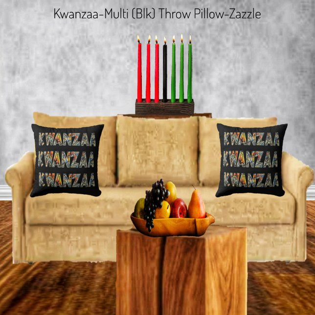 Kwanzaa- Multi (schwarz) Kissen (Von Creator hochgeladen)