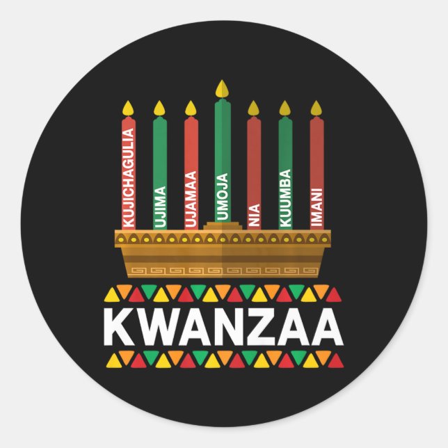 Kwanzaa Principles Kwanzaa Candles Kinara Pan Afri Runder Aufkleber (Vorderseite)