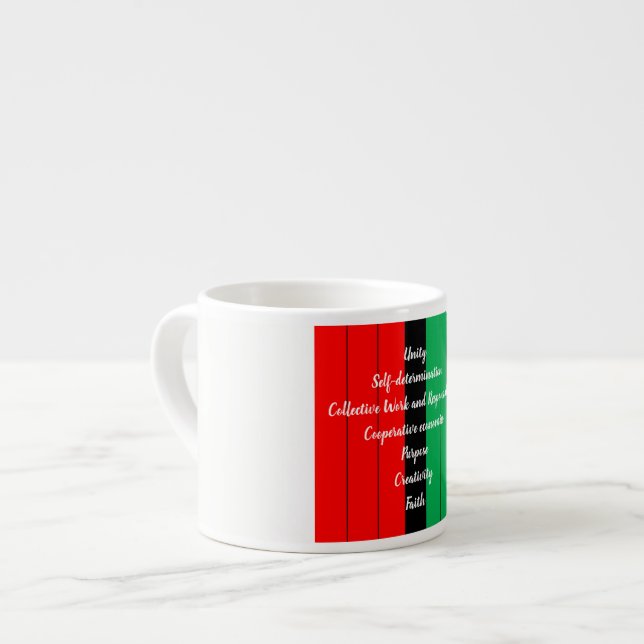 Kwanzaa Principles Red Black Green Stripes Pattern Espressotasse (Vorderseite Links)