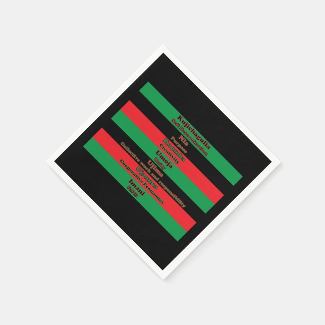 Kwanzaa Principles Red Green Black Stripes Serviette (Ecke)