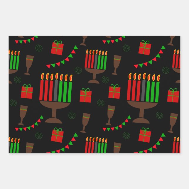Kwanzaa Print Wrapping Paper Geschenkpapier Set (Vorderseite)