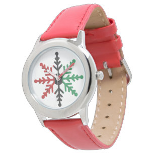 Kwanzaa Red Black Green Kinara Striping Snowflake  Armbanduhr