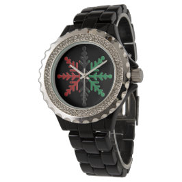 Kwanzaa Red Black Green Kinara Stripter Schneefloc Armbanduhr