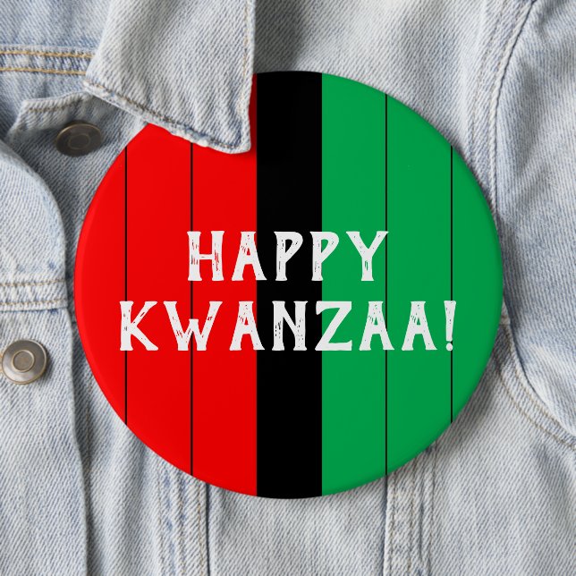 Kwanzaa Red Black Green Kinara Striptes Muster Button (Beispiel)