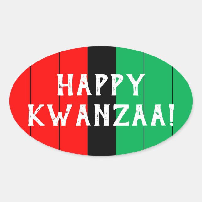 Kwanzaa Red Black Green Kinara Striptes Muster Ovaler Aufkleber (Vorderseite)