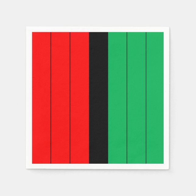 Kwanzaa Red Black Green Kinara Striptes Muster Serviette (Vorderseite)