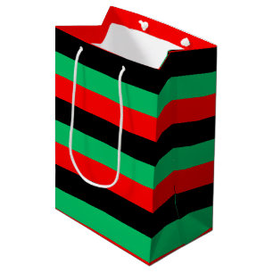 Kwanzaa Red Black Green Stripes Mittlere Geschenktüte