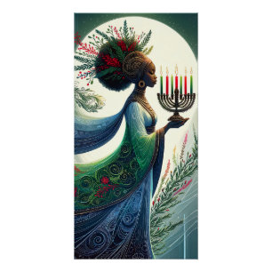 Kwanzaa Schöne Frau mit Kinara Poster