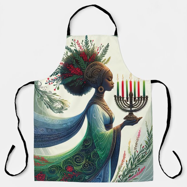 Kwanzaa Schöne Frau mit Kinara Schürze (Vorderseite)