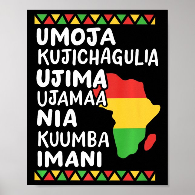 Kwanzaa Seven Principles African Map Black Pride Poster (Vorne)