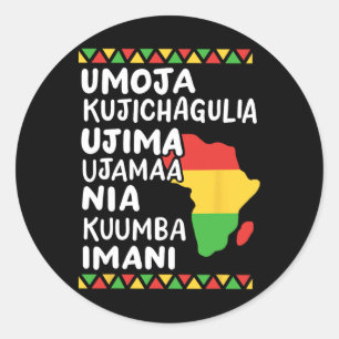 Kwanzaa Seven Principles African Map Black Pride Runder Aufkleber