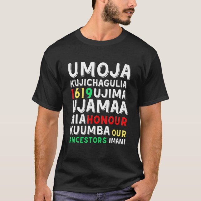 Kwanzaa Seven Principles Afro American Kwanza Sym T-Shirt (Vorderseite)