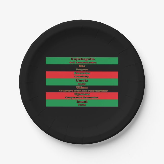 Kwanzaa Seven Principles Red Green Black Pappteller (Vorderseite)