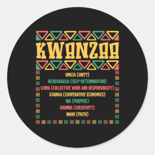 Kwanzaa Seven Principles Umoja Faith Graphic Runder Aufkleber