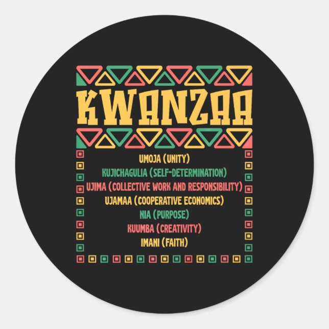 Kwanzaa Seven Principles Umoja Faith Graphic Runder Aufkleber (Vorderseite)