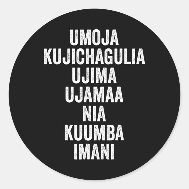 Kwanzaa - Sieben Grundsätze Runder Aufkleber (Vorderseite)