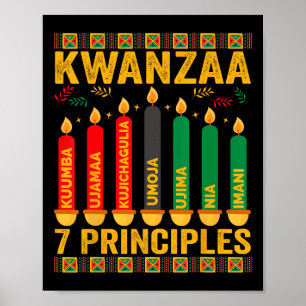 Kwanzaa Sieben Prinzipien Kerzen Männer Frauen Kwa Poster