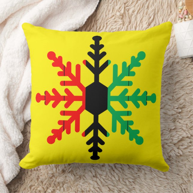 Kwanzaa Snowflake Bright Red Black Green Yellow Kissen (Decke)