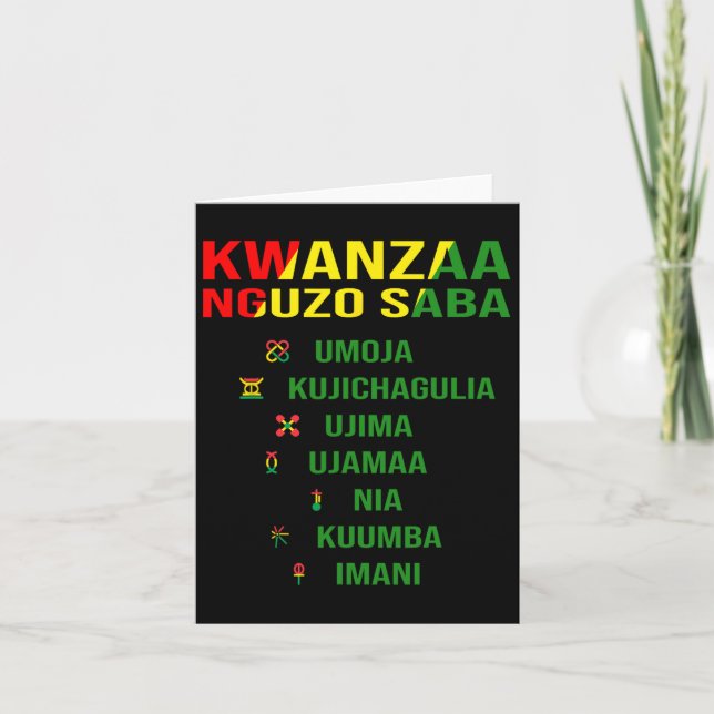 Kwanzaa - Swahili für die sieben Grundsätze Karte (Vorderseite)