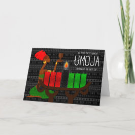 Kwanzaa Tag 1 Einheit der Lichter der Schwarzen Ke Feiertagskarte