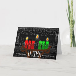 Kwanzaa Tag 3 Ujima Verantwortung bei Kinara Feiertagskarte