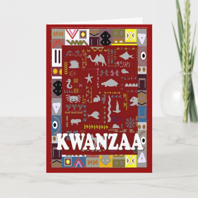 Kwanzaa, Tiere von Afrika Feiertagskarte (Vorderseite)