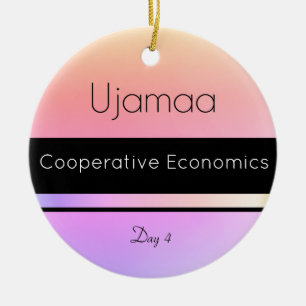 Kwanzaa Ujamaa Lila orangefarbener Tag 4 Keramik Ornament
