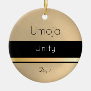 Kwanzaa Umoja Gold Schwarz-weißer Tag 1 Keramik Ornament