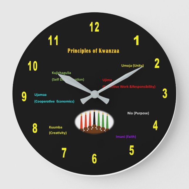 Kwanzaa Wall Clock Große Wanduhr (Vorderseite)