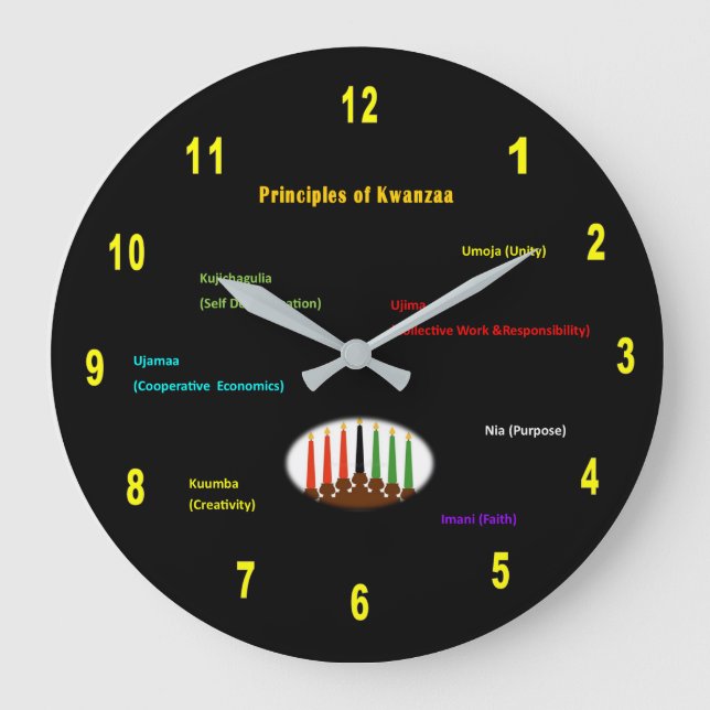 Kwanzaa Wall Clock Round Große Wanduhr (Vorderseite)