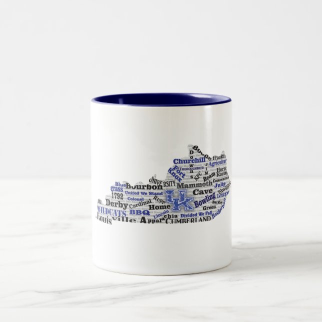 KY Word Cloud (V1 Blau) Zweifarbige Tasse (Mittel)